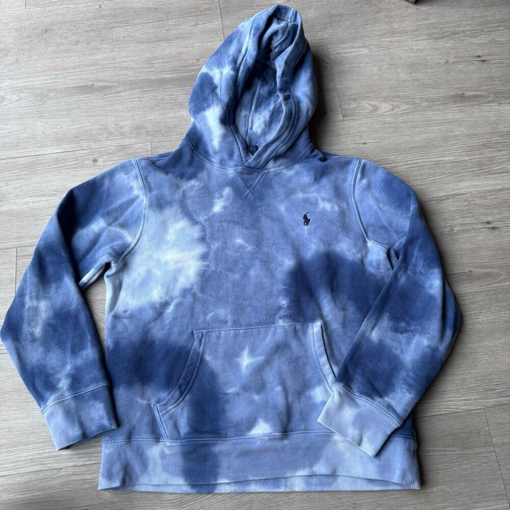 Polo Ralph Lauren Tie-Dye Fleece Hoodie Size L 14-16 in Blue